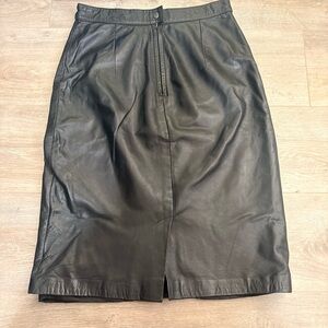 Arlando Black Leather Pencil Skirt
